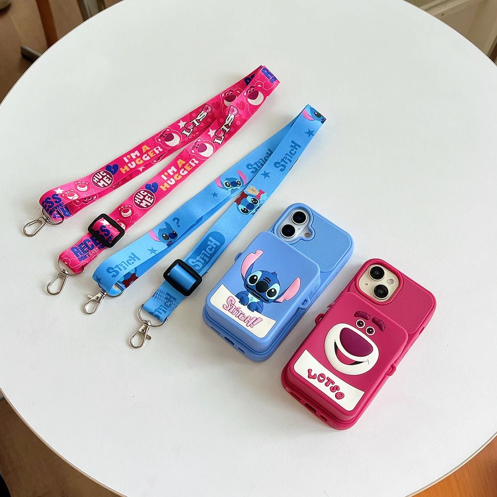 Stitch Lotso Bear Coin Purse Card Case Soft Silicone Wallet Cover With Holder Lanyard - AKM CASE｜iPhone Case & Accesories Worldwide