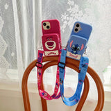 Stitch Lotso Bear Coin Purse Card Case Soft Silicone Wallet Cover With Holder Lanyard - AKM CASE｜iPhone Case & Accesories Worldwide