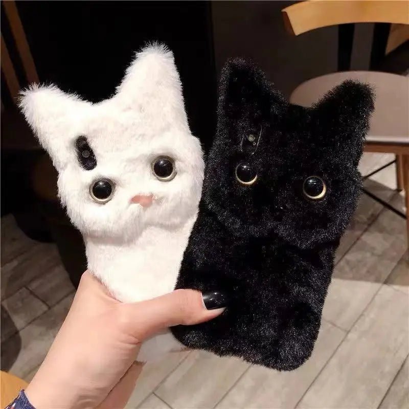 Winter Warm Plush Cat Fur Phone Case for iPhone 15/14/13/12/11 - AKM CASE｜iPhone Case & Accesories Worldwide